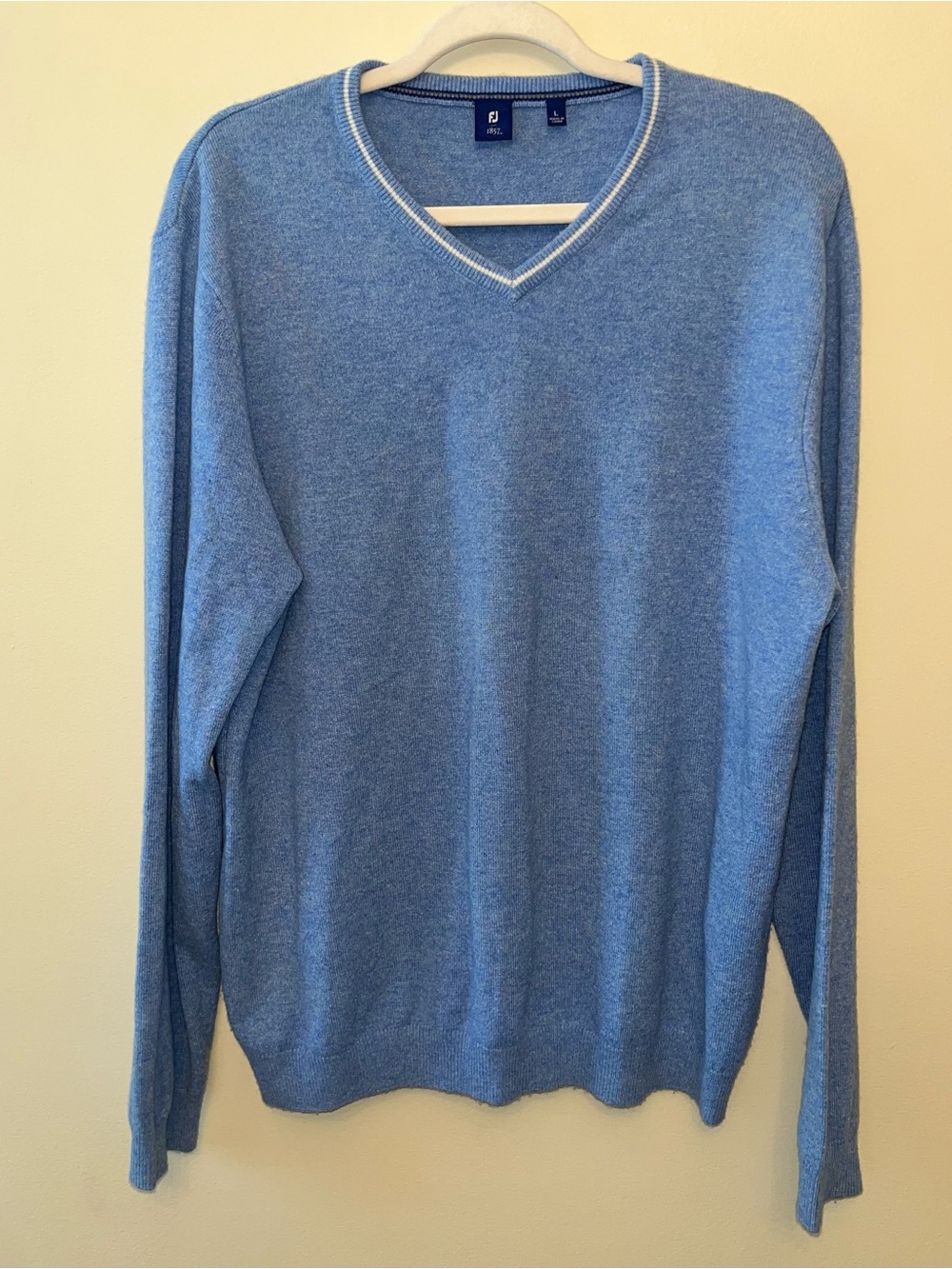 FootJoy 100% Cashmere Blue V-Neck Golf Sweater Men's Size Large Preppy